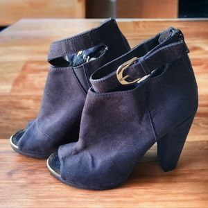 Black Suede Open Toe Mule Booties by H&M SZ 7.5 US